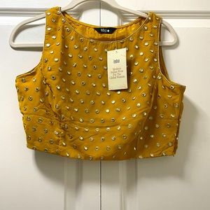 NWT Indy’s brand size large, yellow/ golden top with mirror embellishments